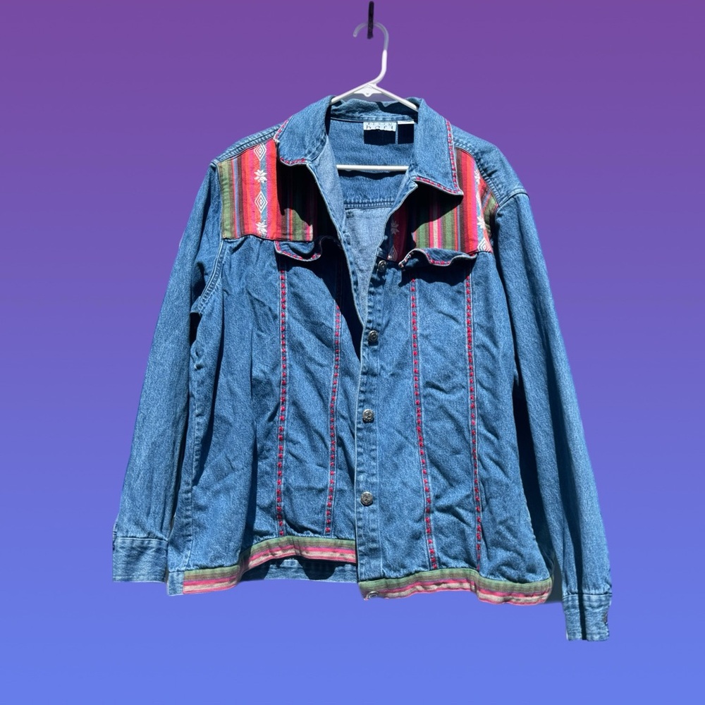 KEREN hart Blue Denim Jacket VINTAGE BOHO INDIE